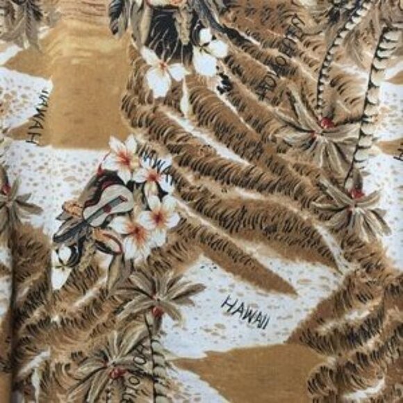 VTG Entity Daniel Benjamin Hawaiian Brown Blouse Palm Tree Bedazzled Lightweight - Picture 7 of 7